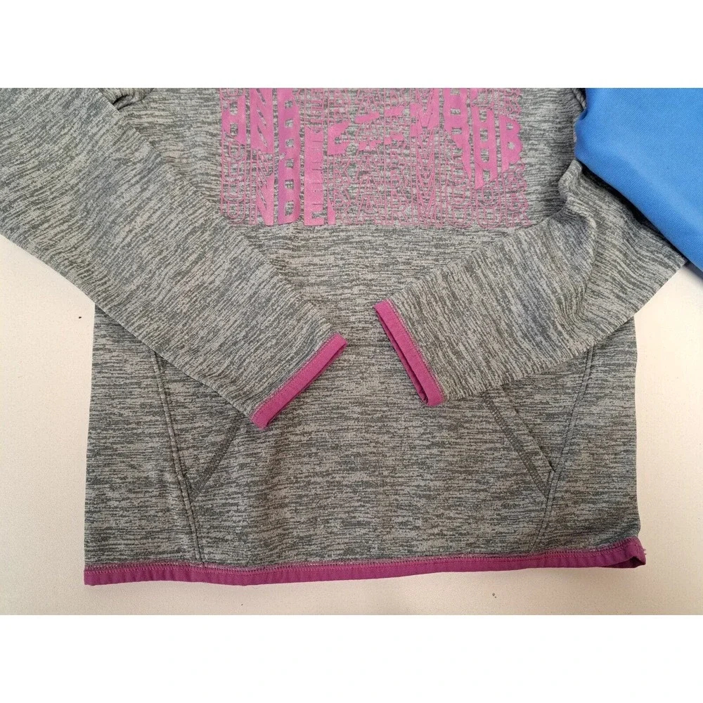 Lot of 2 Under Armour Hoodie Sweatshirt Loose Cold Gear Blue Grey Youth Medium